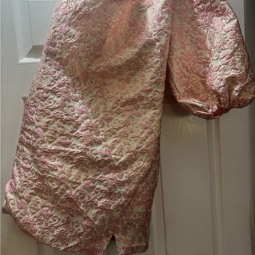 Karlie Pink and Cream Jaquard One Shoulder Dress